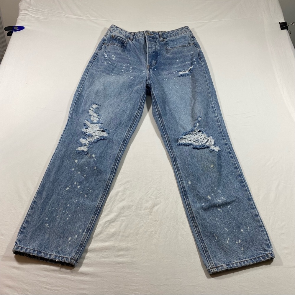NOBO Jeans Women’s 11 Distressed High Button Fly Jeans Straight Leg High Waist